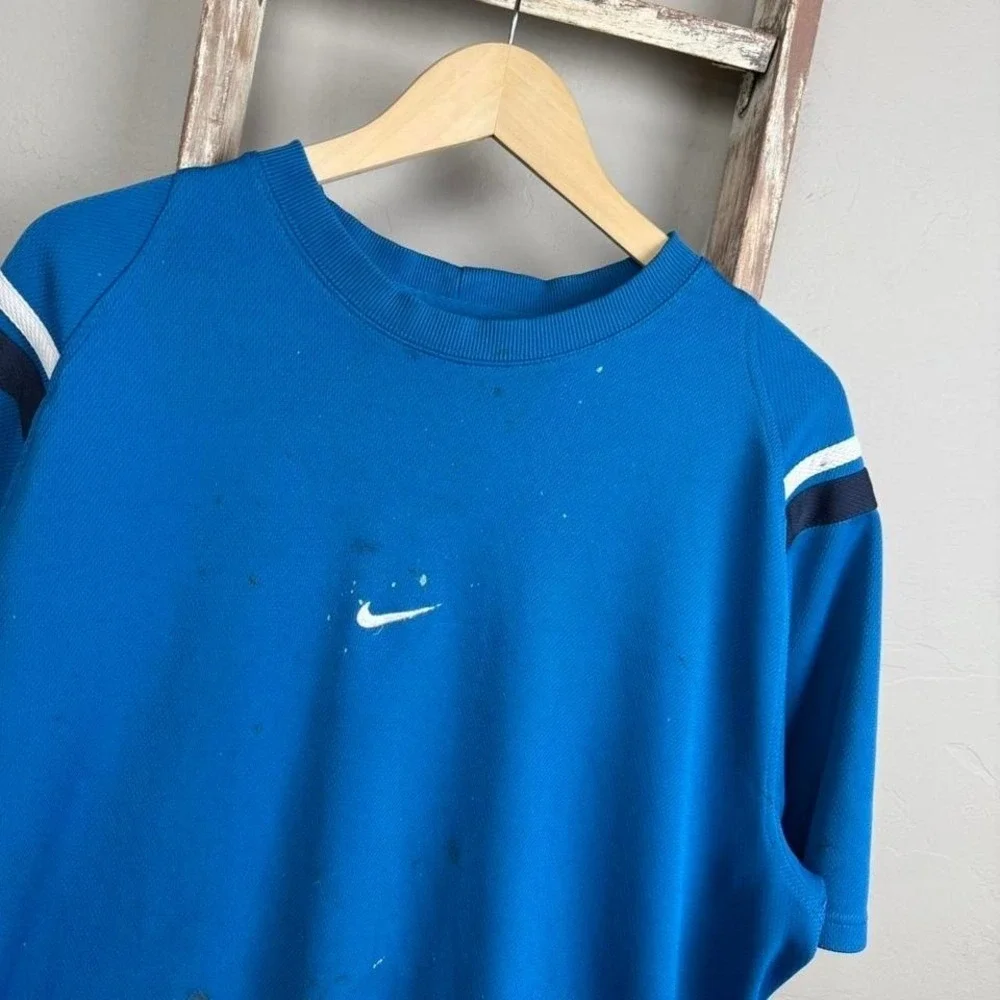 Vintage Y2K/2000s Nike Paint Splatter‎ Blue Jersey Size 2XL